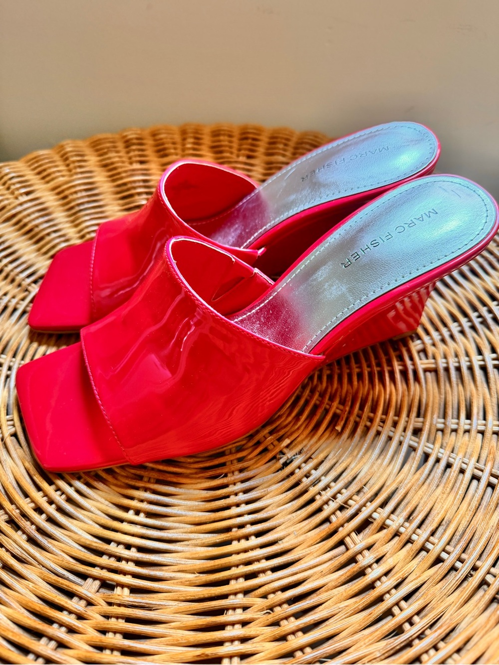NWOB Marc Fisher Women's Rollo Square Toe Slip-on Wedge Sandals size 9